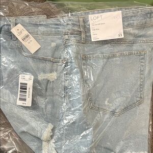 LOFT Light Blue Denim Cut Off Shorts - Curvy Fit